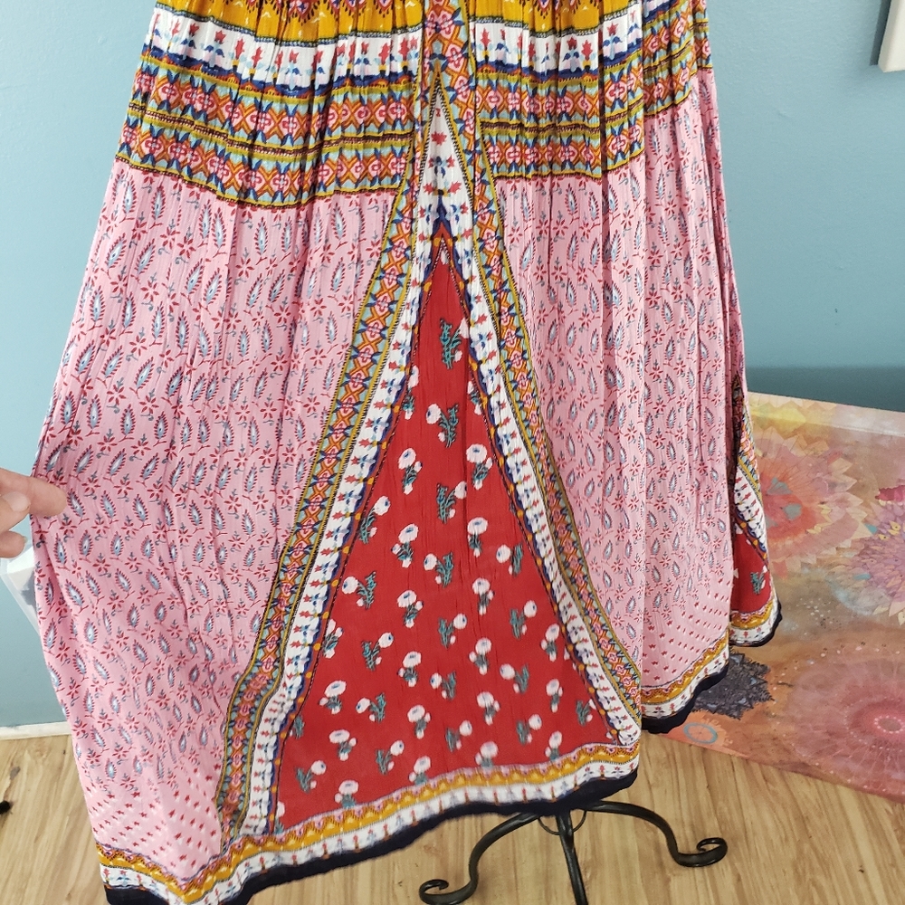 BOHO Patrons of Piece patch work rayon dress sz M - Picture 6 of 15
